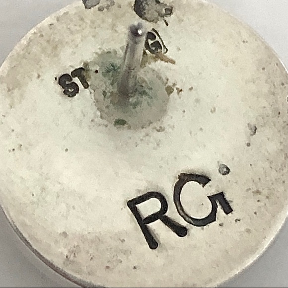 Vintage Zuni Malachite Studs Sterling Silver RG - Picture 2 of 6